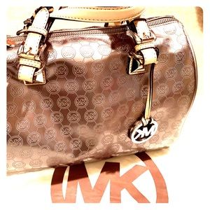 AUTH Metallic Silver Michael Kors Grayson Satchel